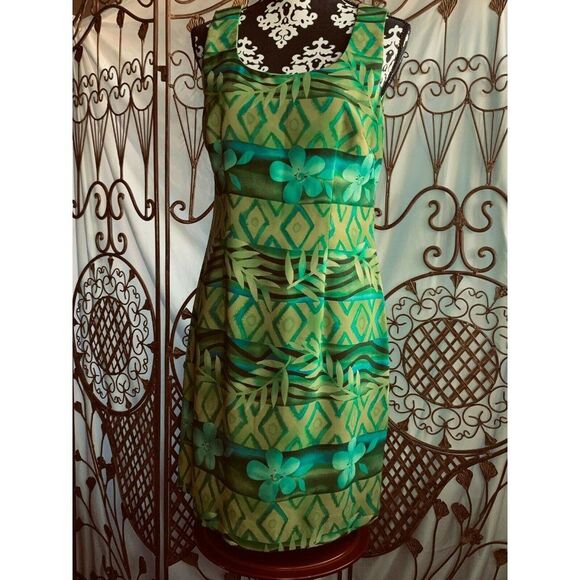Jessica Howard Womens Floral‎ Print Sheath Dress Sleeveless Green Size Medium - Picture 1 of 11